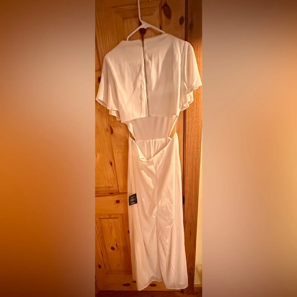 Lulus - Toast to You White Flutter Sleeve Cutout Jumpsuit - Picture 2 of 2